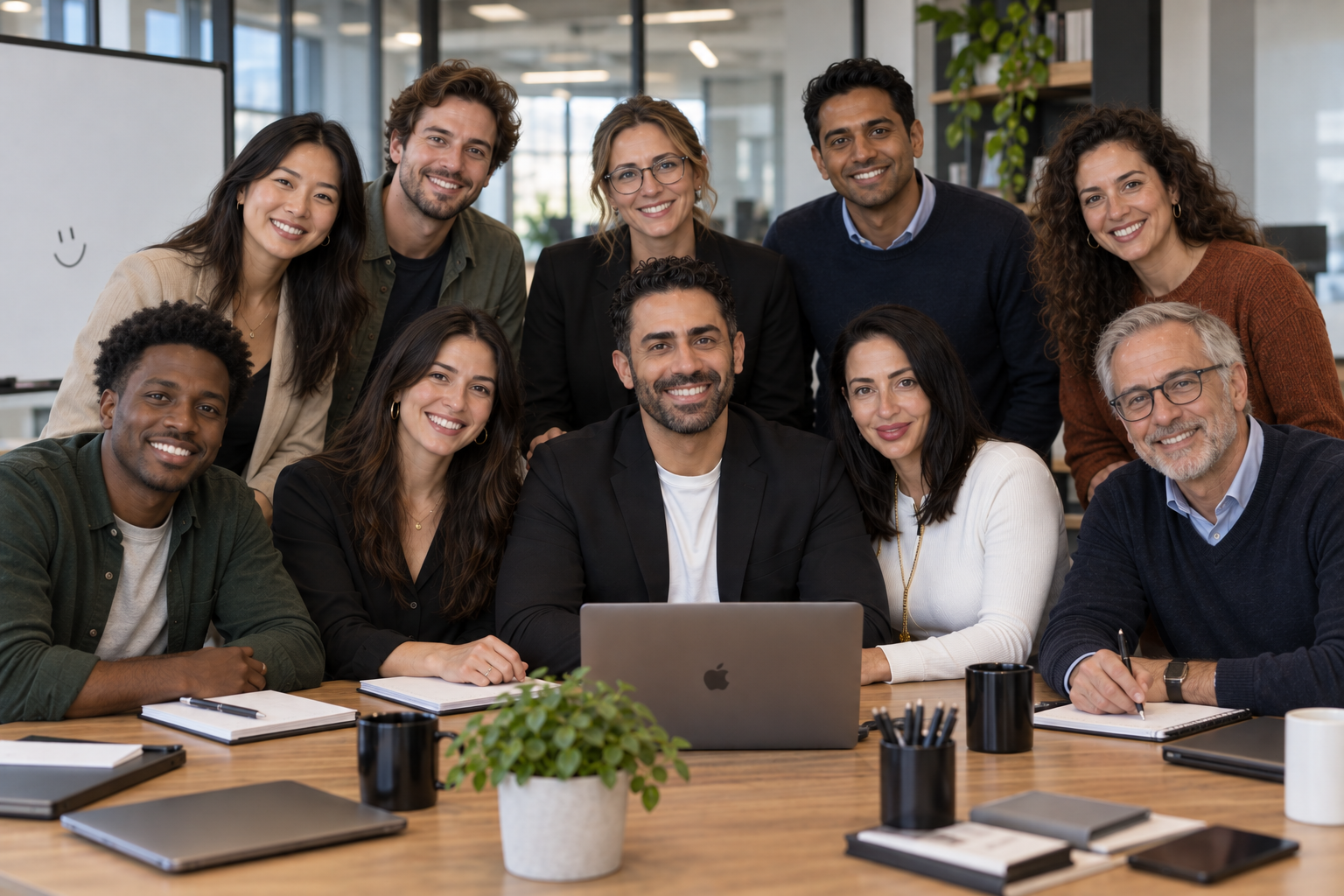 Arami Group team in its industrial office